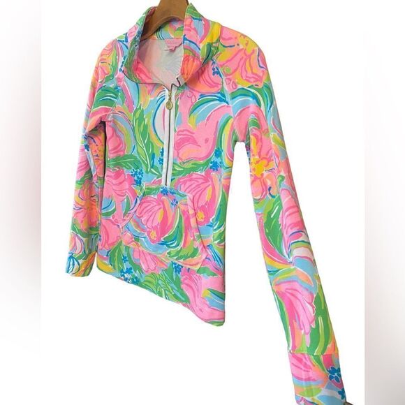 Lilly Pulitzer XXS Pink Skipper Palm Beach Kangaroo Pocket Pullover Jacket - Picture 3 of 7